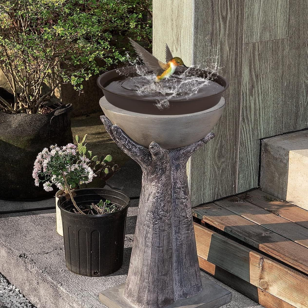 2 Pack Large Bird Bath Tray 19" Garden Feeder Bowls Durable Plant Saucers