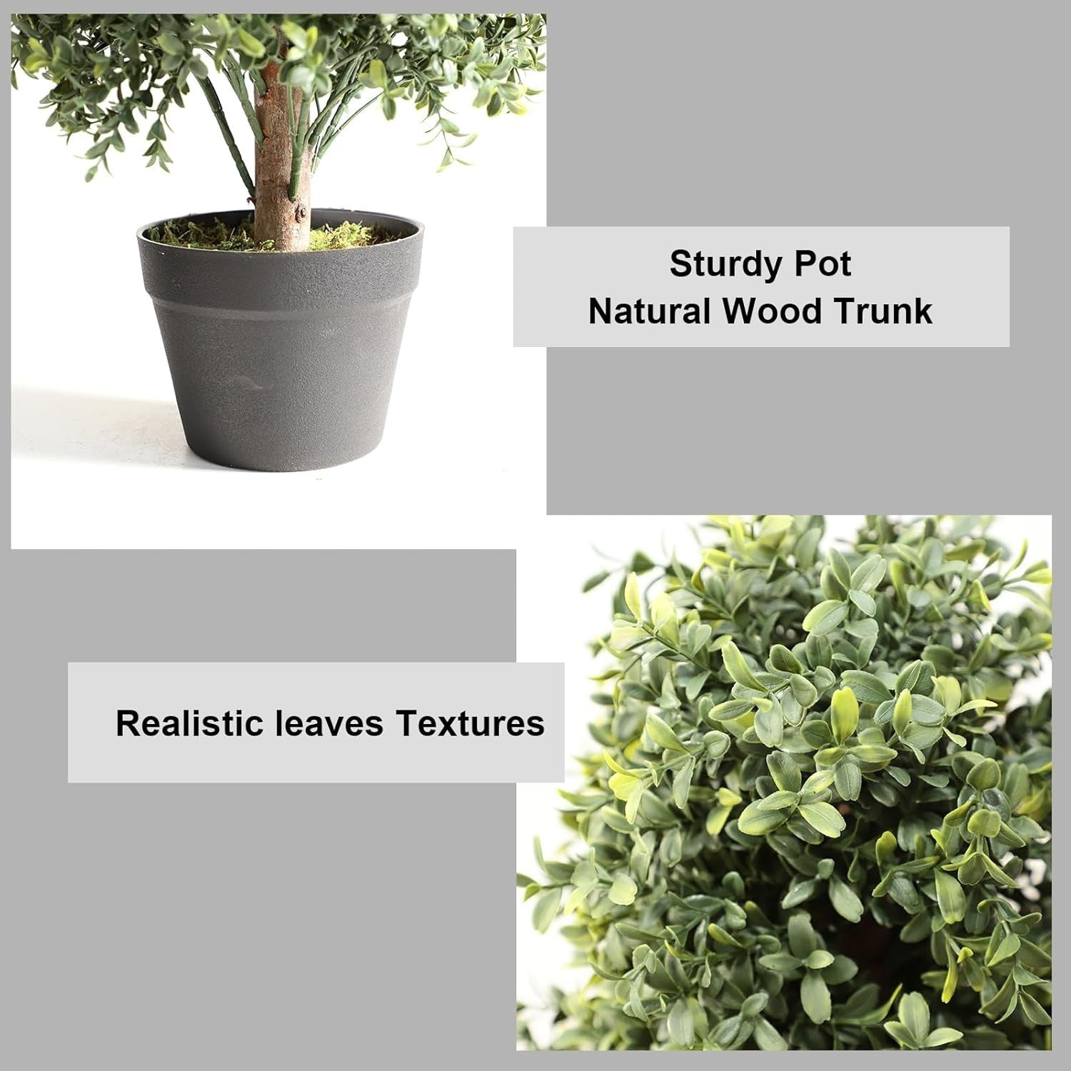 Set of 2 90cm Artificial Boxwood Topiary Trees Pyramid Cone Indoor Outdoor Home