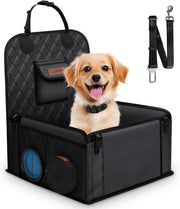 Dog Car Booster Seat Memory Foam Travel Bed Safety Belt Storage Bags