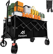 220L Heavy Duty Folding Garden Wagon Cart All Terrain Wheels Black