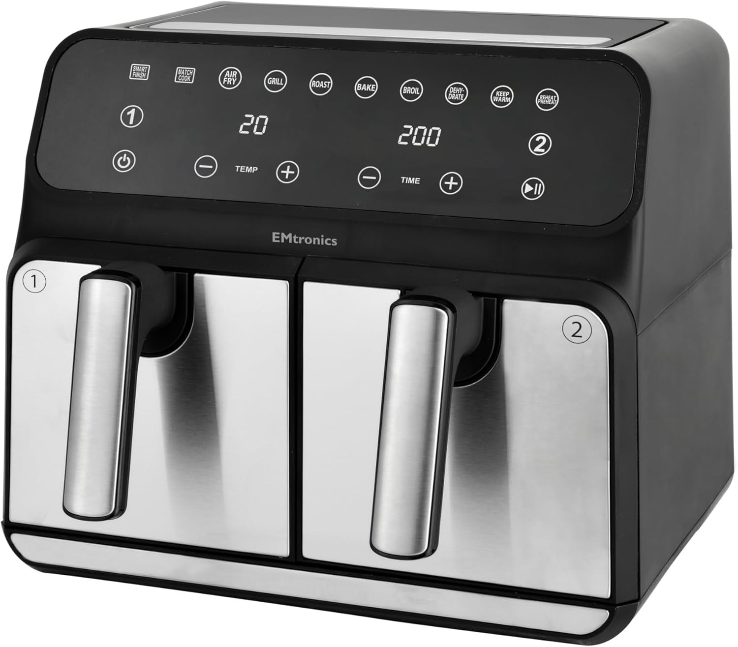 Dual Basket Air Fryer 8L 2500W Oil Free Touch Control 8 Presets Timer