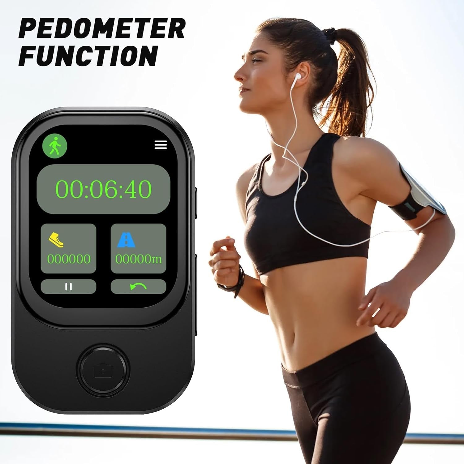 64GB MP3 Player Bluetooth 180° Camera Pedometer FM Black