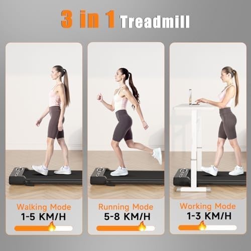 Foldable 7% Incline Walking Pad Treadmill 1-8KM/H Under Desk Home Gym