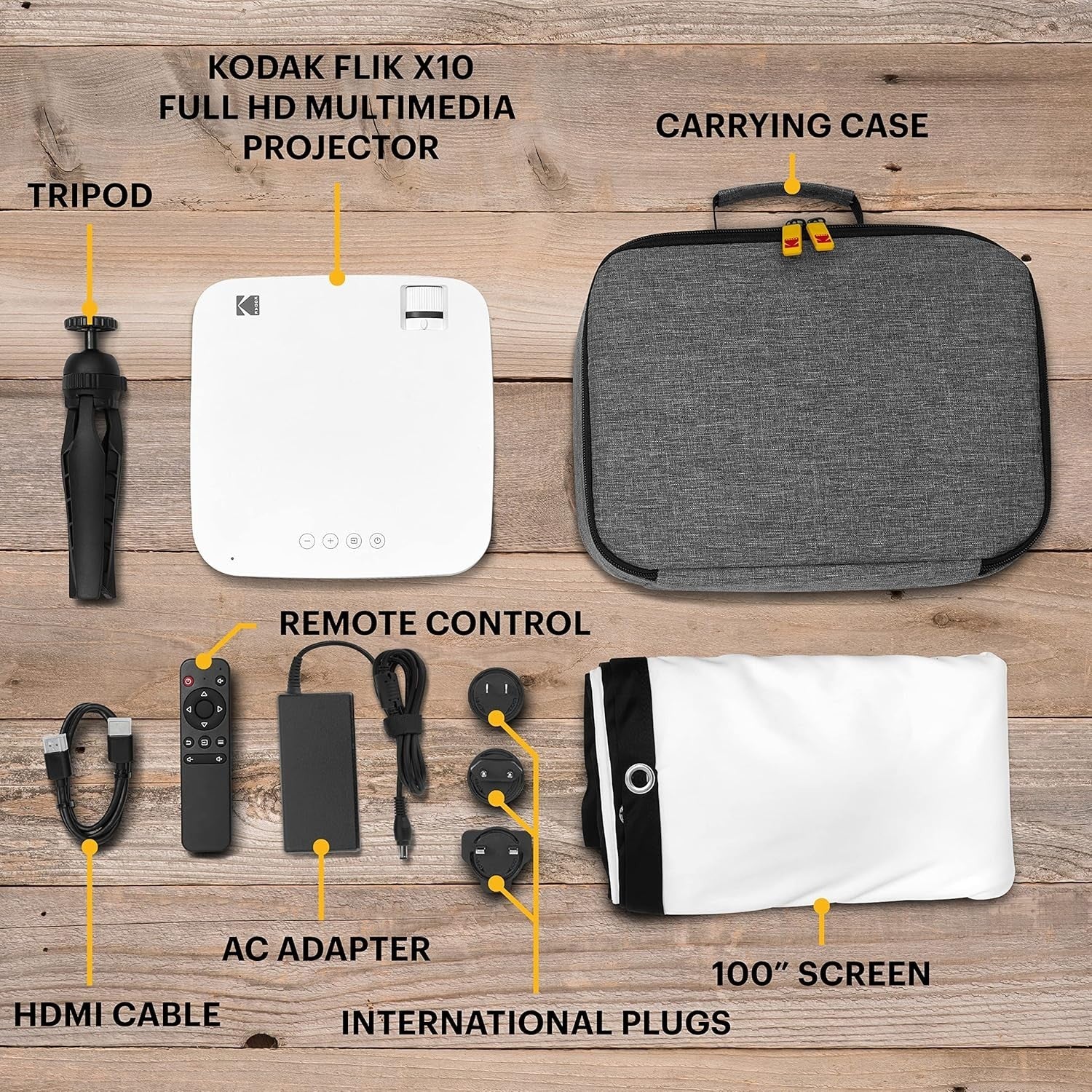 1080P Mini Projector Kit 100" Screen Tripod HDMI Portable Home Theater