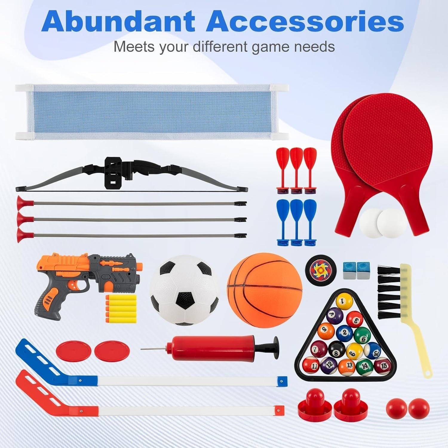 10 in 1 Multi Game Table Air Hockey Pool Ping Pong Basketball Set
