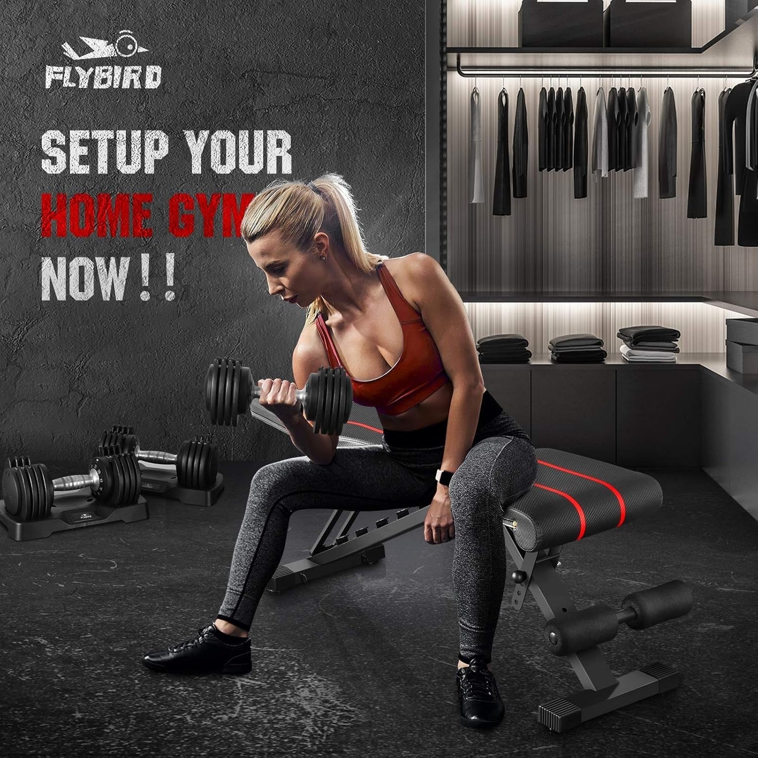 Adjustable Weight Bench Foldable 300kg Home Gym Full-Body Workout Fitness