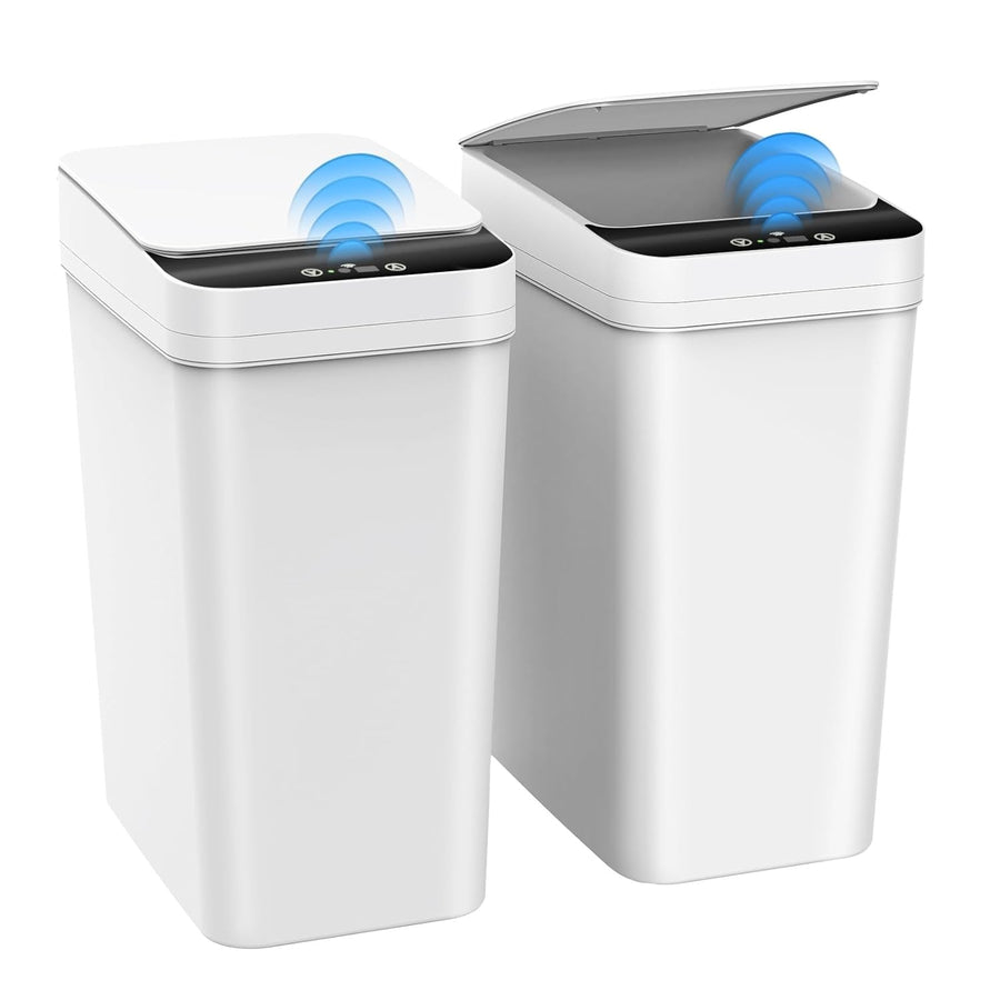Touchless 2 Pack 10L Motion Sensor Bathroom Bin – Slim Auto Lid Trash Can