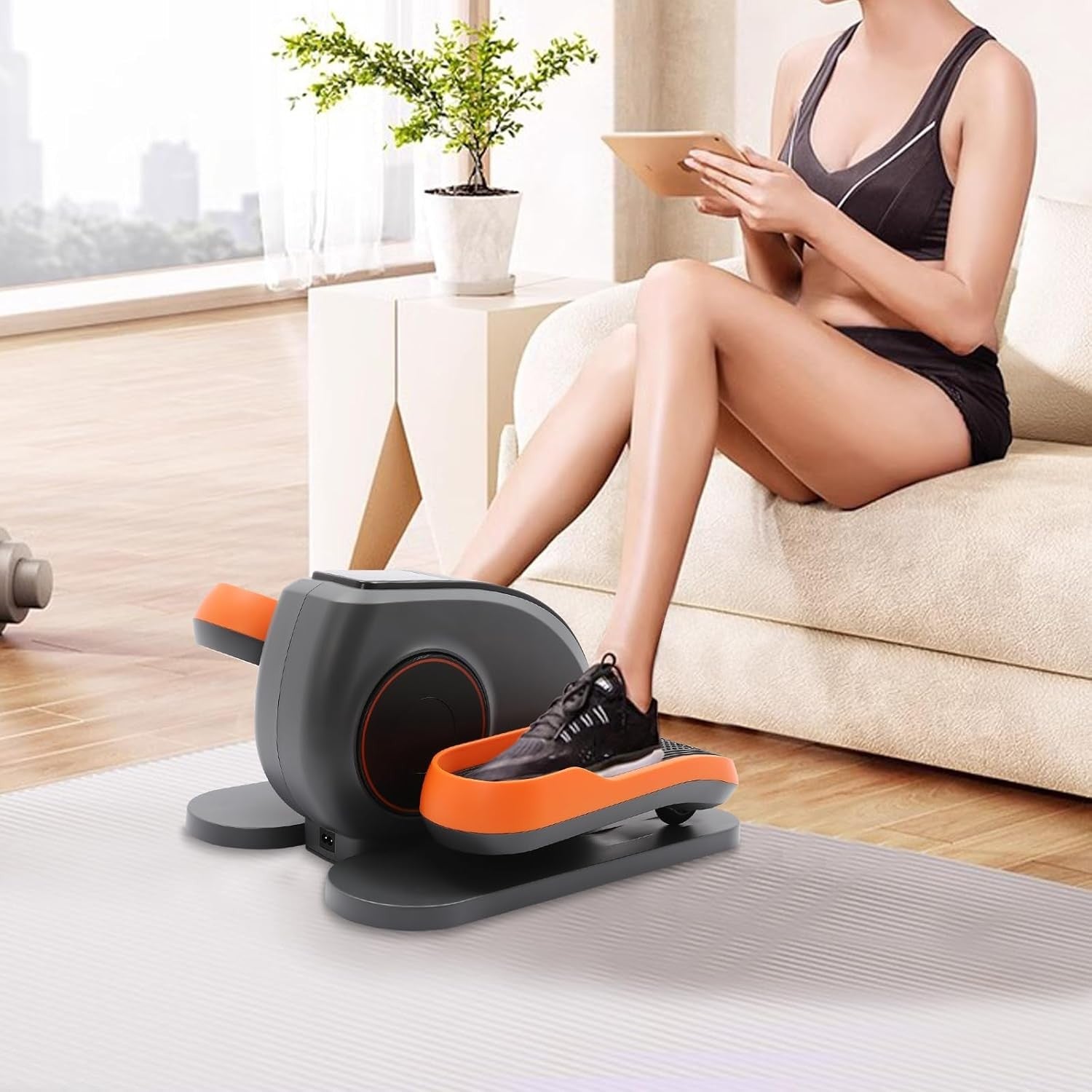 Under Desk Electric Elliptical for Seniors Quiet Pedal Exerciser LED Remote