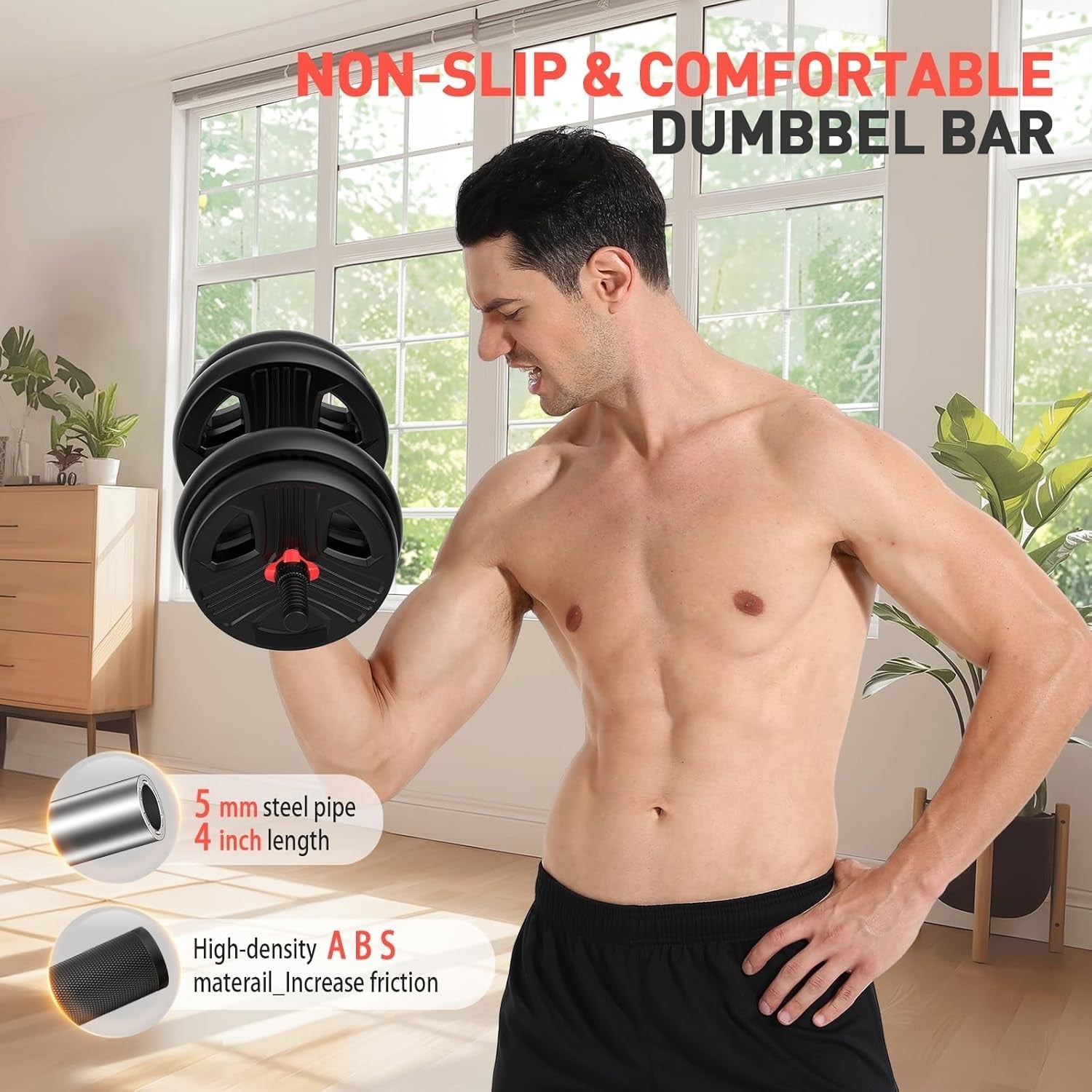 30LB Adjustable Dumbbells Set 2 in 1 Barbell Connector Home Gym
