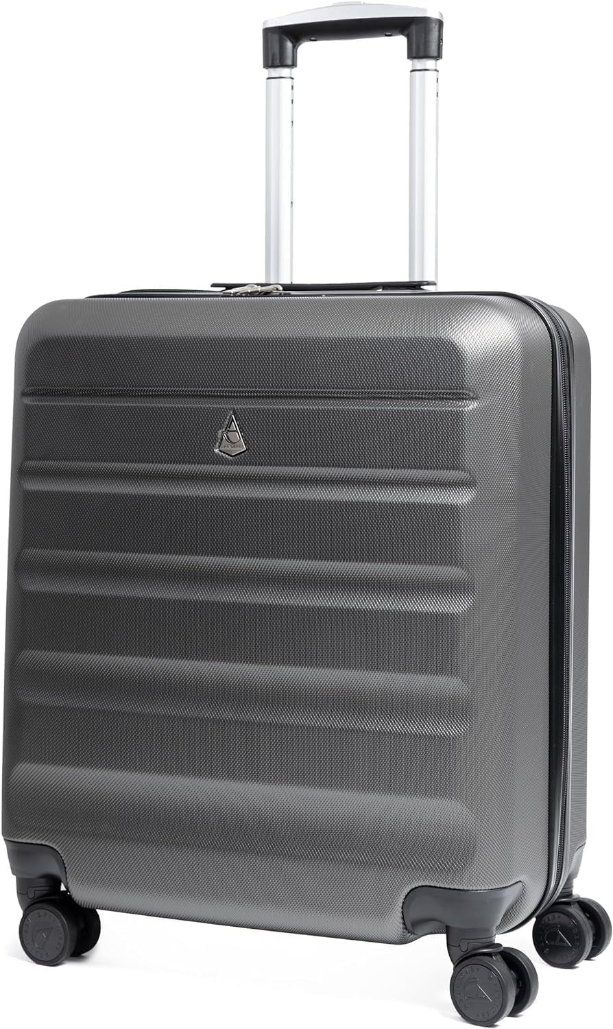 56x45x25cm Max Cabin Suitcase ABS Hard Shell 8 Spinner Wheels TSA Lock 46L