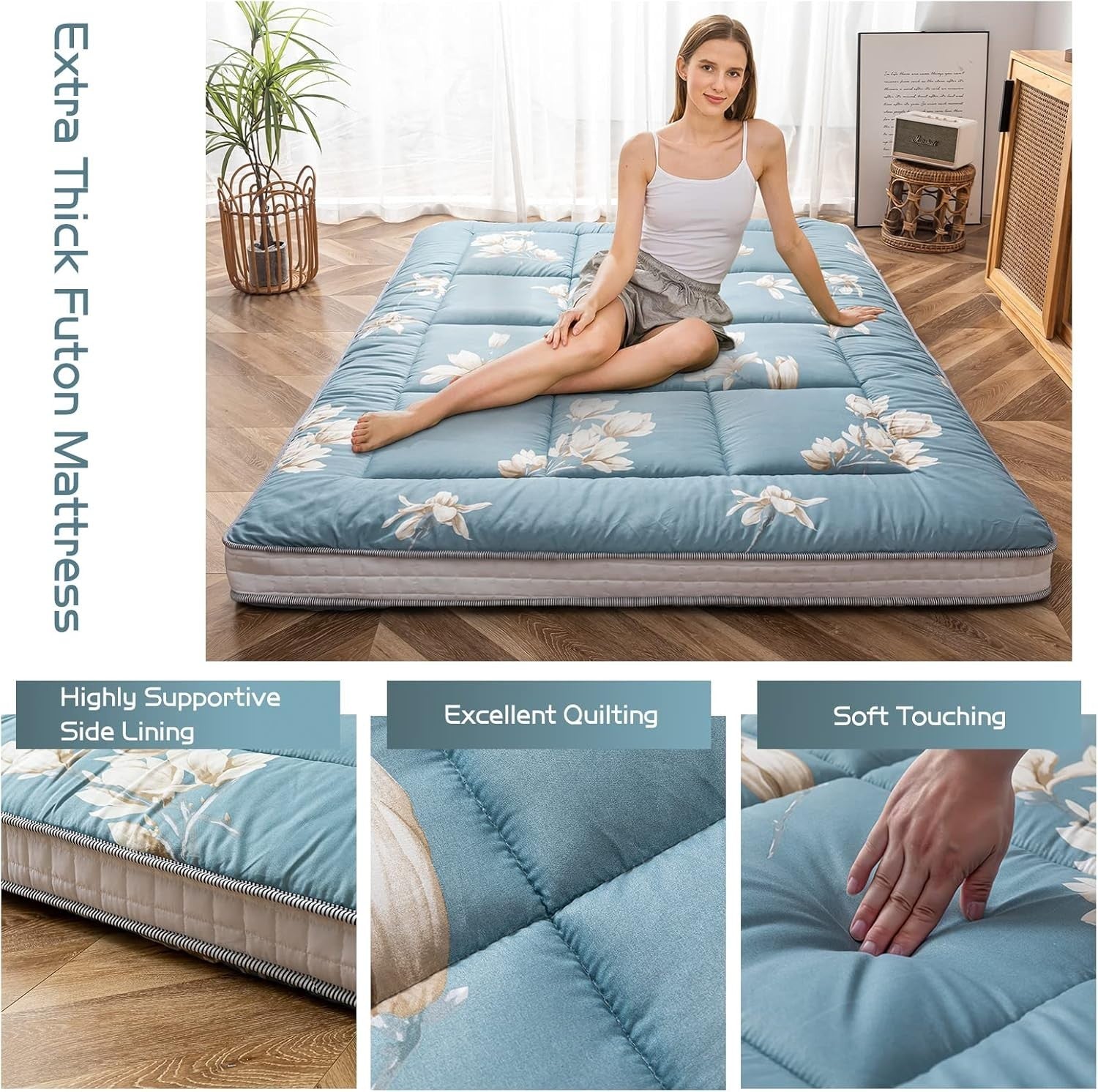 Extra Thick Japanese Floor Mattress Topper | Plush, Breathable Sleeping Pad