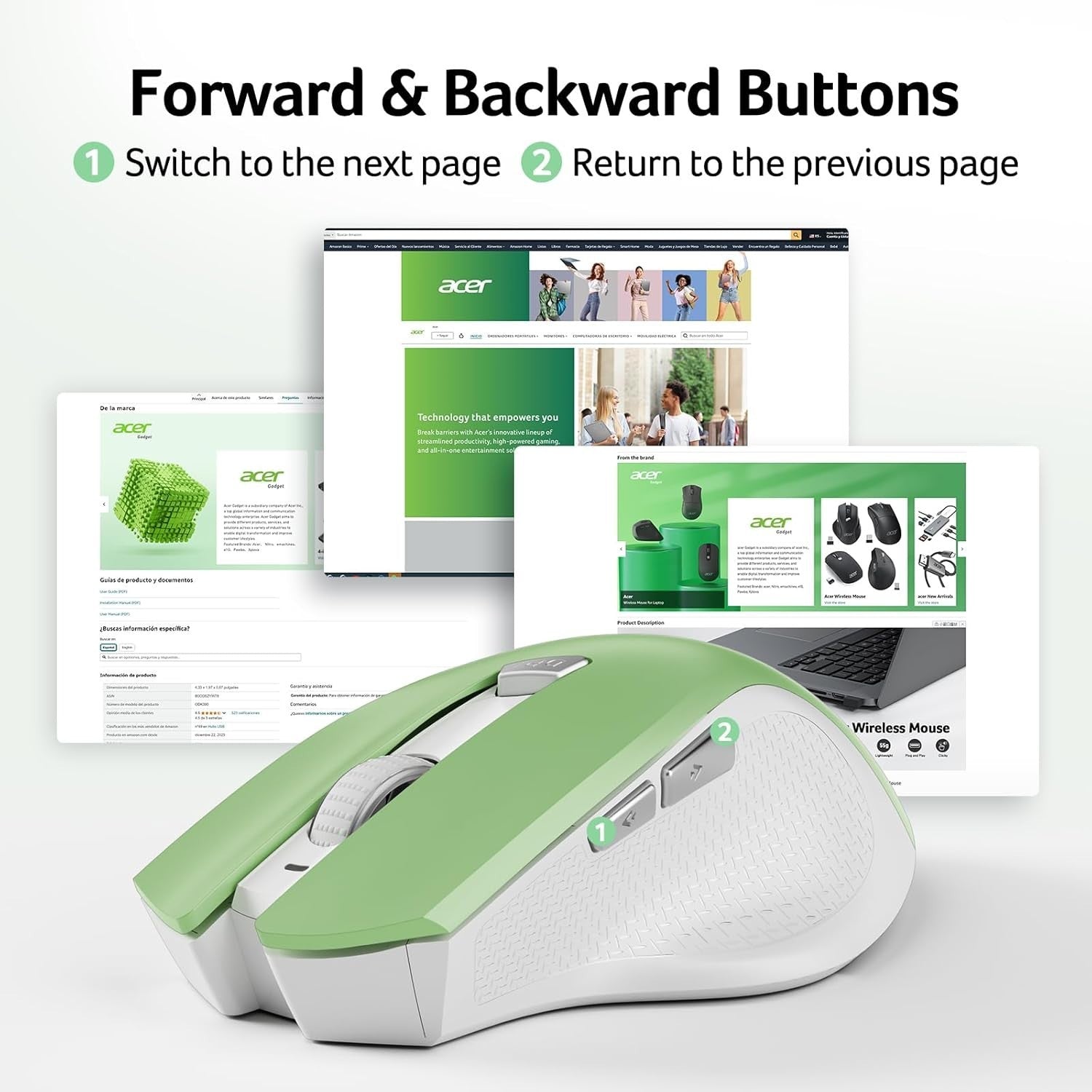 Ergonomic Wireless Mouse 2.4GHz Adjustable DPI 6-Button Comfort Grip PC