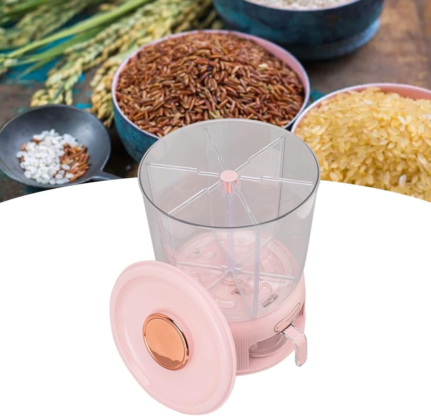 Rotating Grain Storage Dispenser 6 Grid Rice Bucket 12kg Dry Food Bin