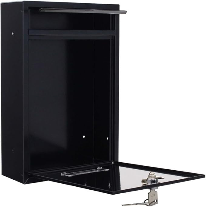 Lockable Steel Wall Mount Mailbox Weatherproof Drop Box 320x215x90mm Secure Post