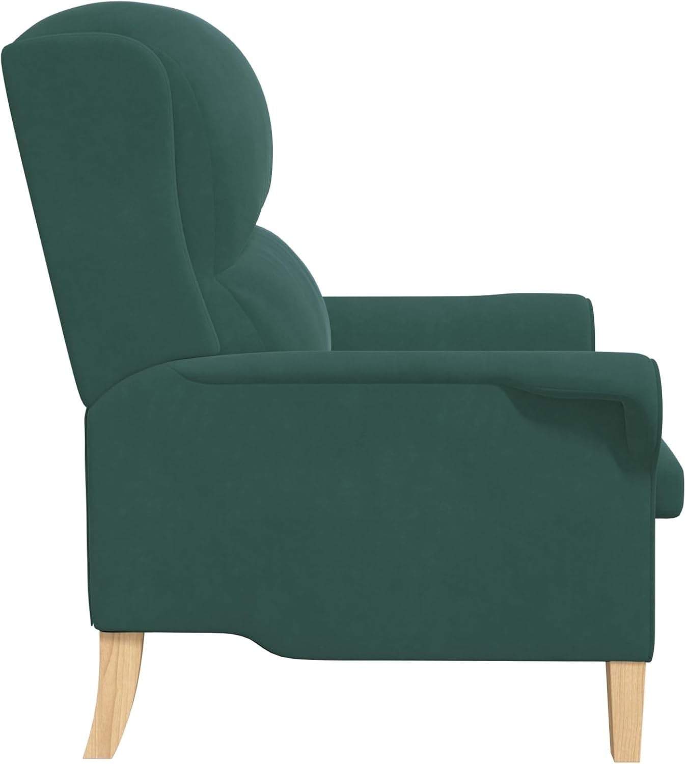 Dark Green Recliner Armchair Fabric Wingback Chair Wood Legs Lounge