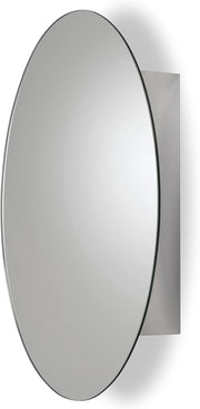 Oval Bathroom Mirror Cabinet Stainless Steel Storage Wall Mount 42.5x30x10cm