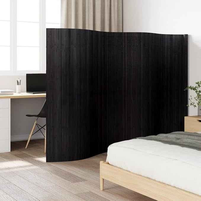 Black Bamboo Room Divider 165x400cm Folding Privacy Screen Home Office Decor
