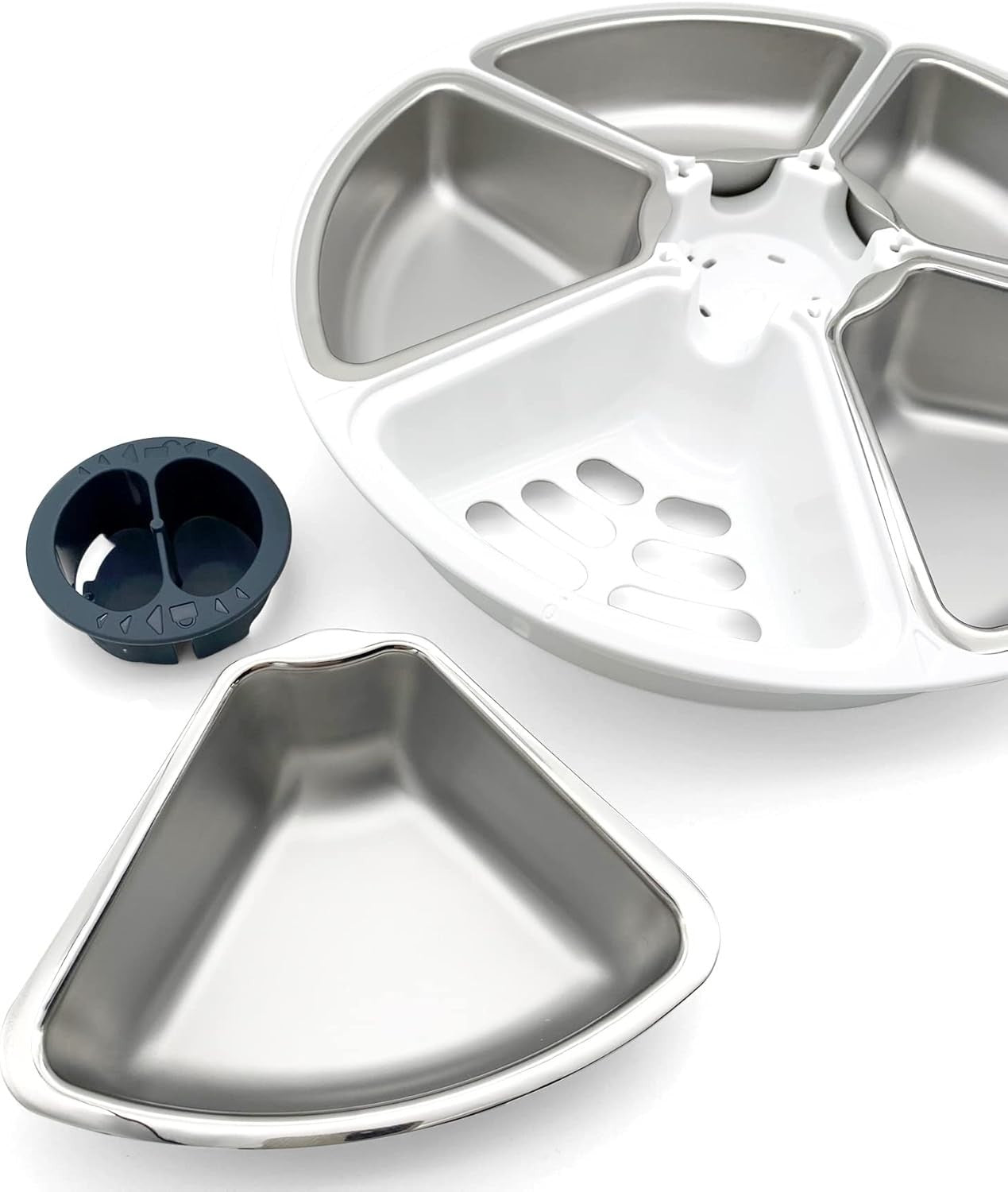 5 Stainless Steel Pet Feeder Bowls Inserts Replacement Tray Set Silver