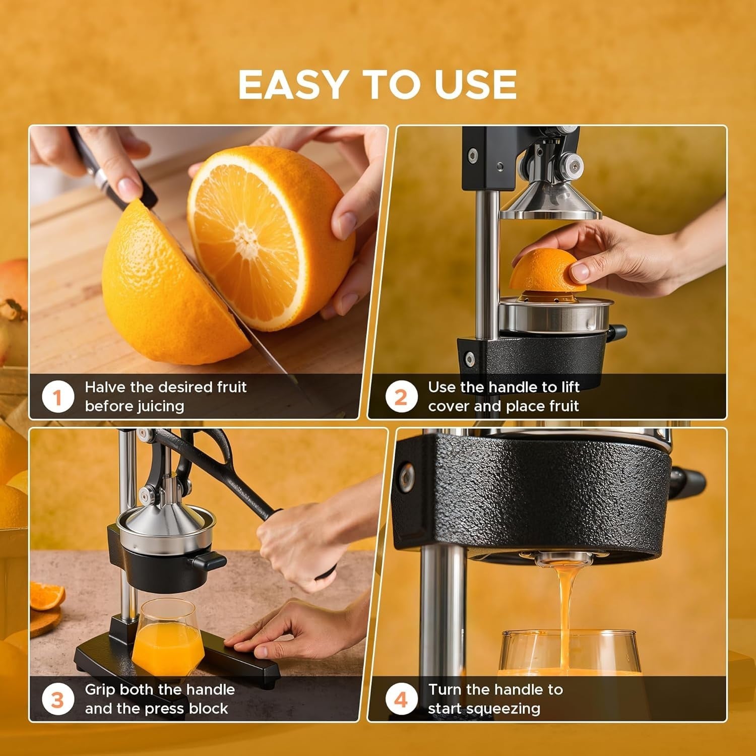 Cast Iron Manual Citrus Press Heavy Duty Juicer for Orange Lemon Lime