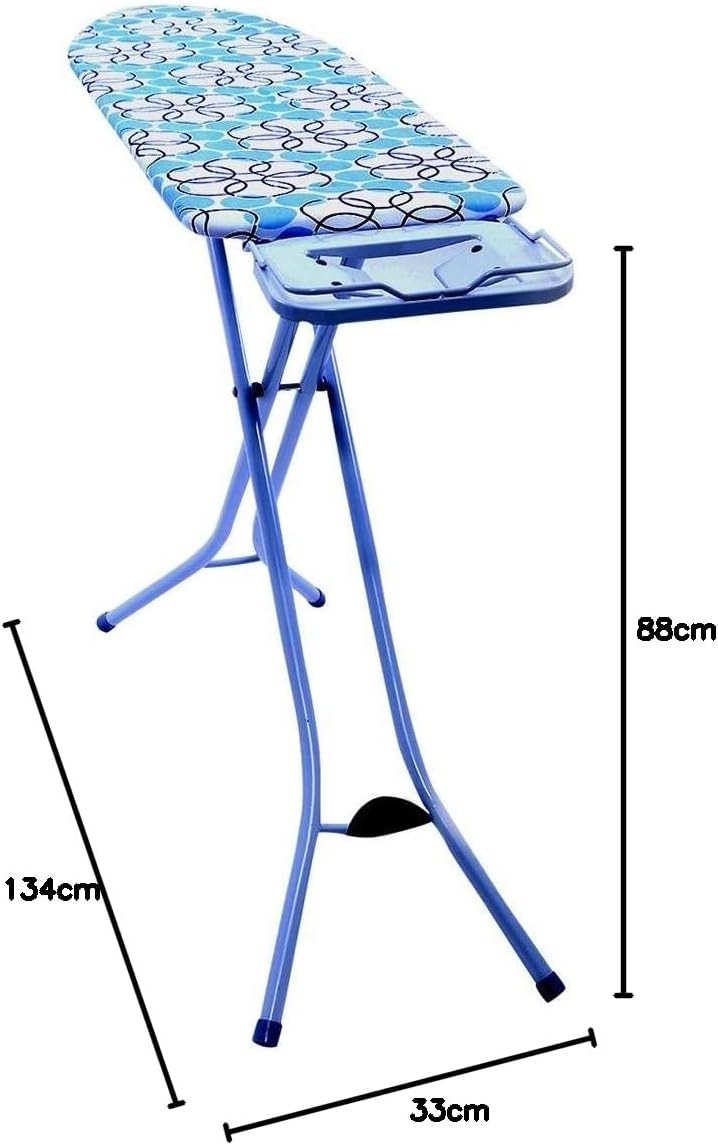 Adjustable Folding Ironing Board with Iron Rest Lightweight Compact Blue