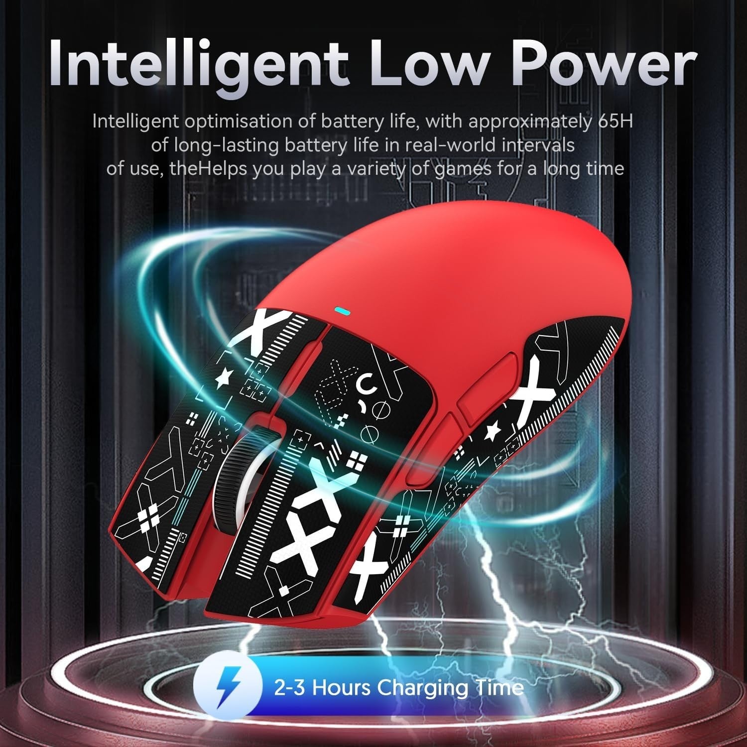 Wireless Gaming Mouse 22000 DPI RGB Dock BT 2.4G USB Red Grip