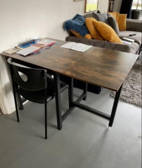 Vintage Industrial Drop Leaf Dining Table Rustic Foldable Kitchen Desk