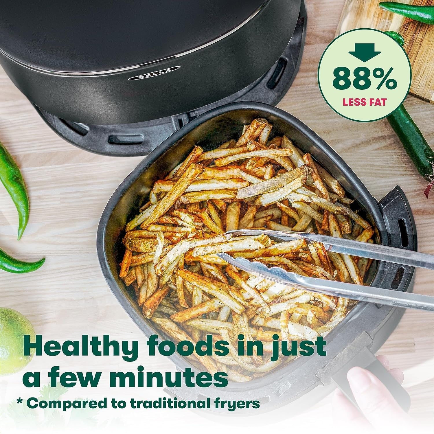 Compact Air Fryer 2.7L | Touchscreen Healthy Cooking 5-in-1 Easy Clean Black