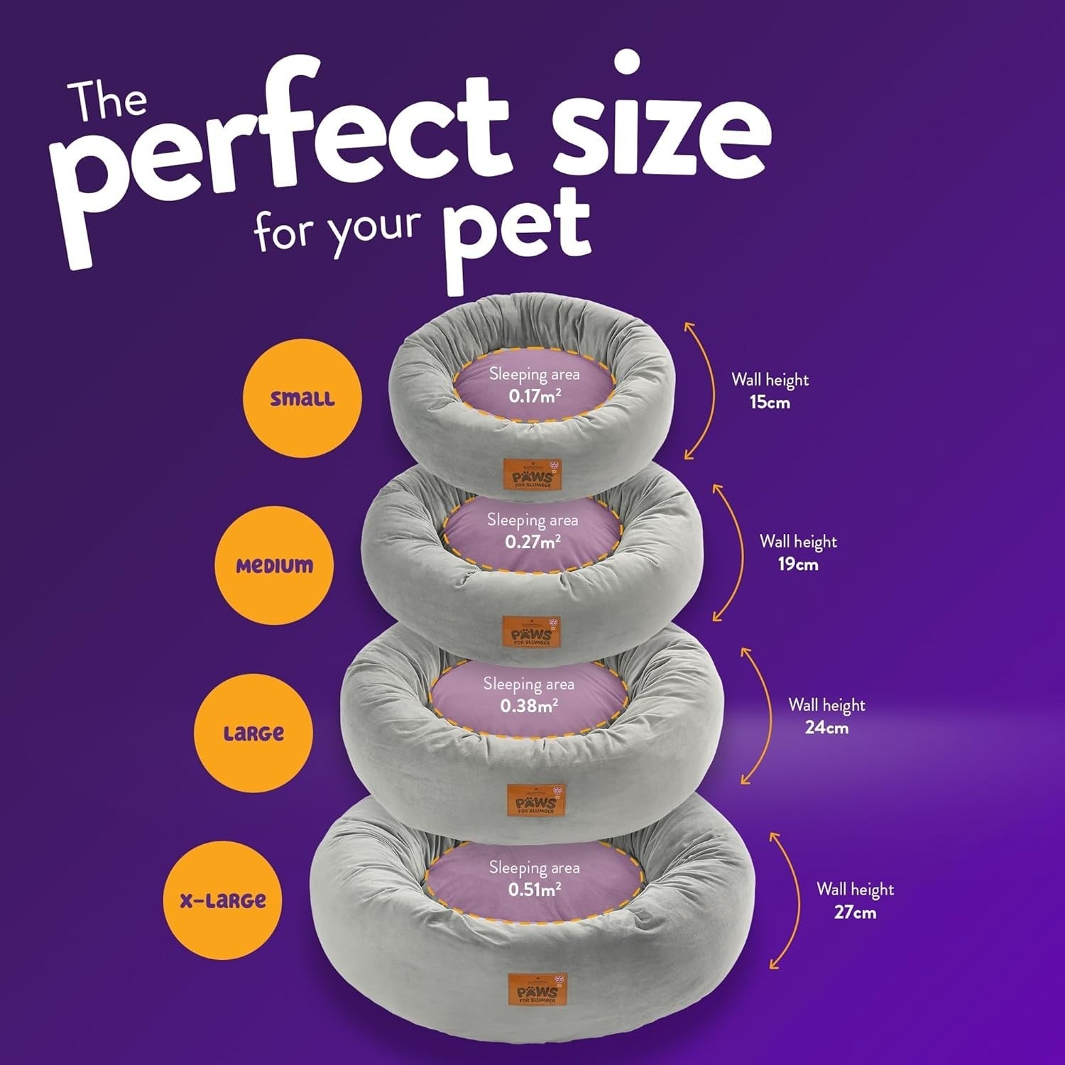 Small Calming Donut Dog Bed 55cm Washable Non Slip Grey