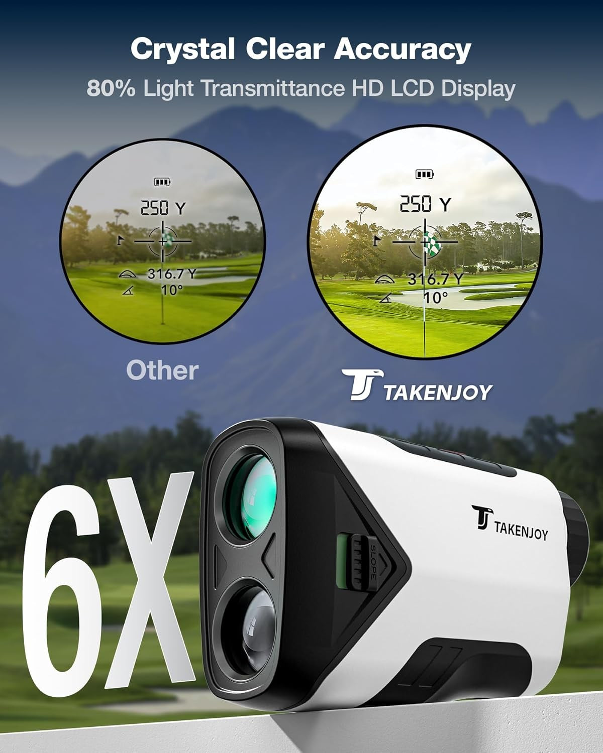 Golf Range Finder 1200 Yards Slope Flag Lock Vibration 7X Magnification