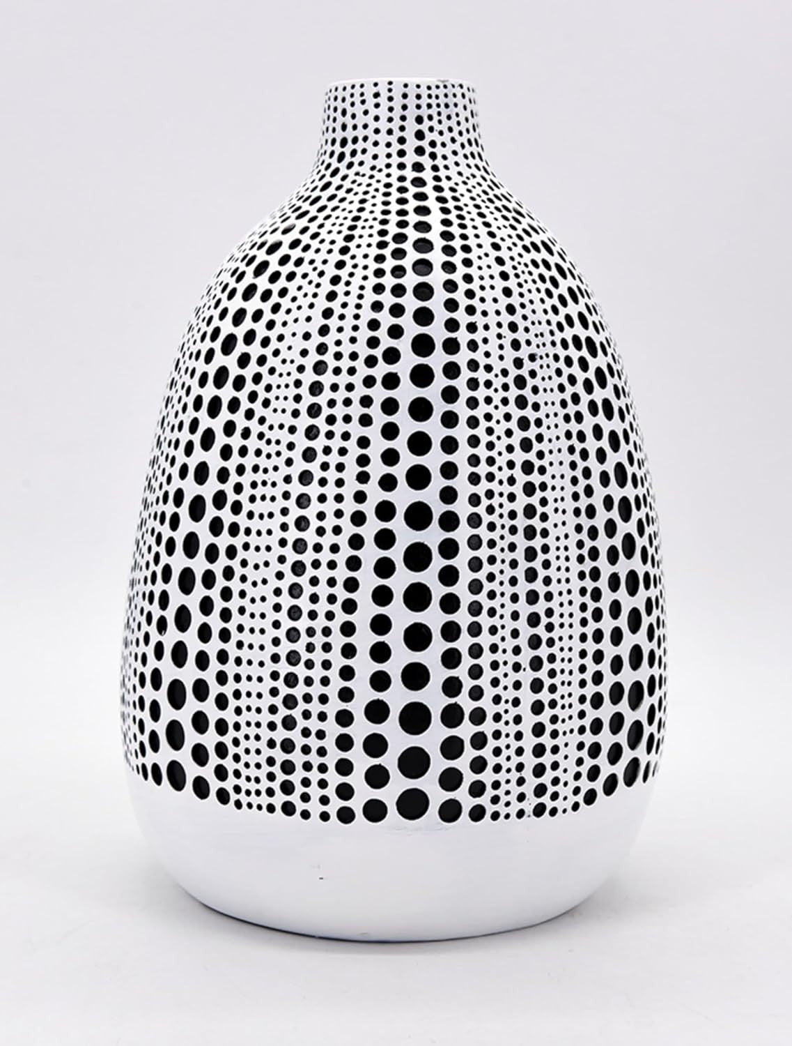 Modern Black White Textured Dot Vase Decorative Home Décor Ornament