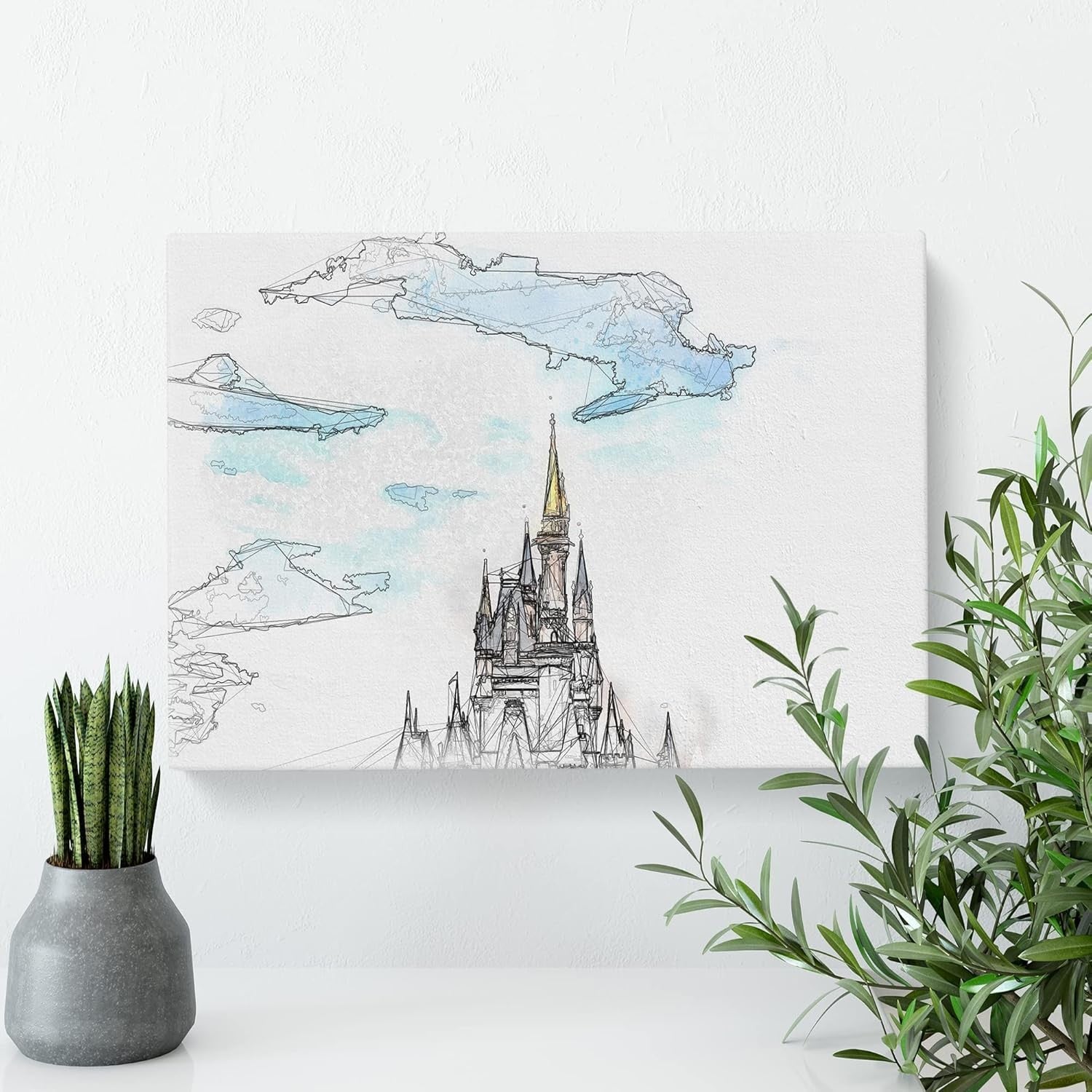 Abstract Castle Canvas Wall Art 60x40cm Framed Ready to Hang