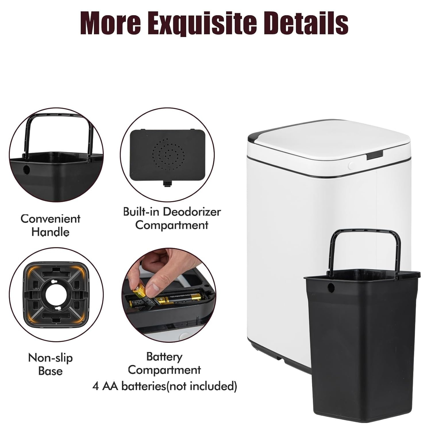 13L Automatic Sensor Kitchen Bin Touchless Infrared Soft Close Lid