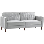3 Seater Velvet Sofa Bed Light Grey Click Clack Couch Split Back Guest Bed