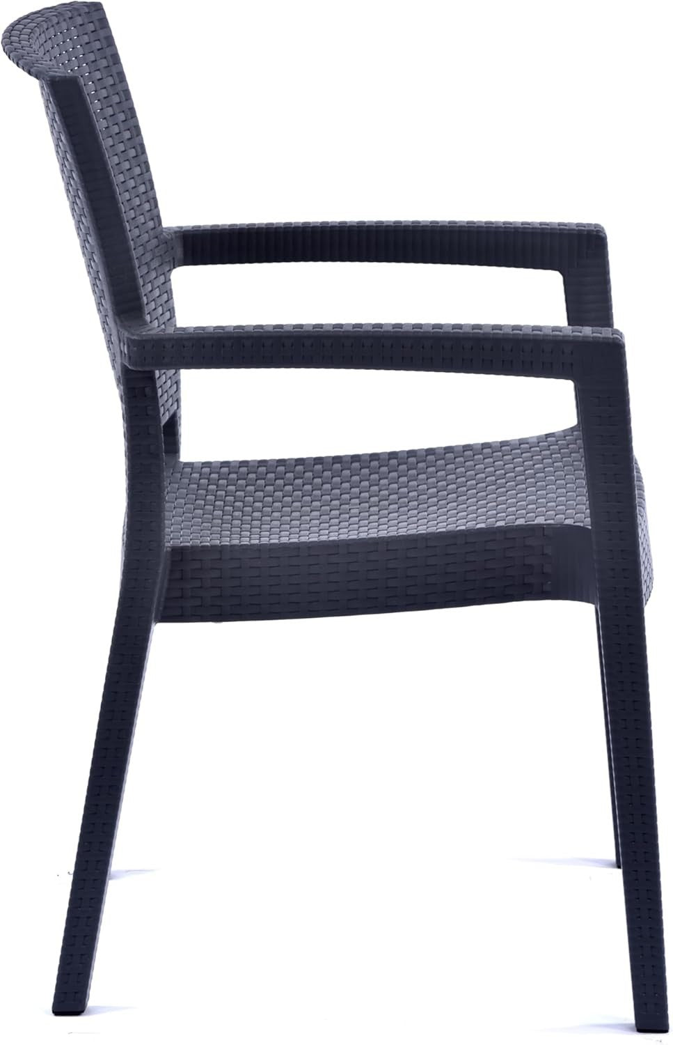 Stackable Rattan Effect Arm Chair Indoor Outdoor Commercial Patio Seating