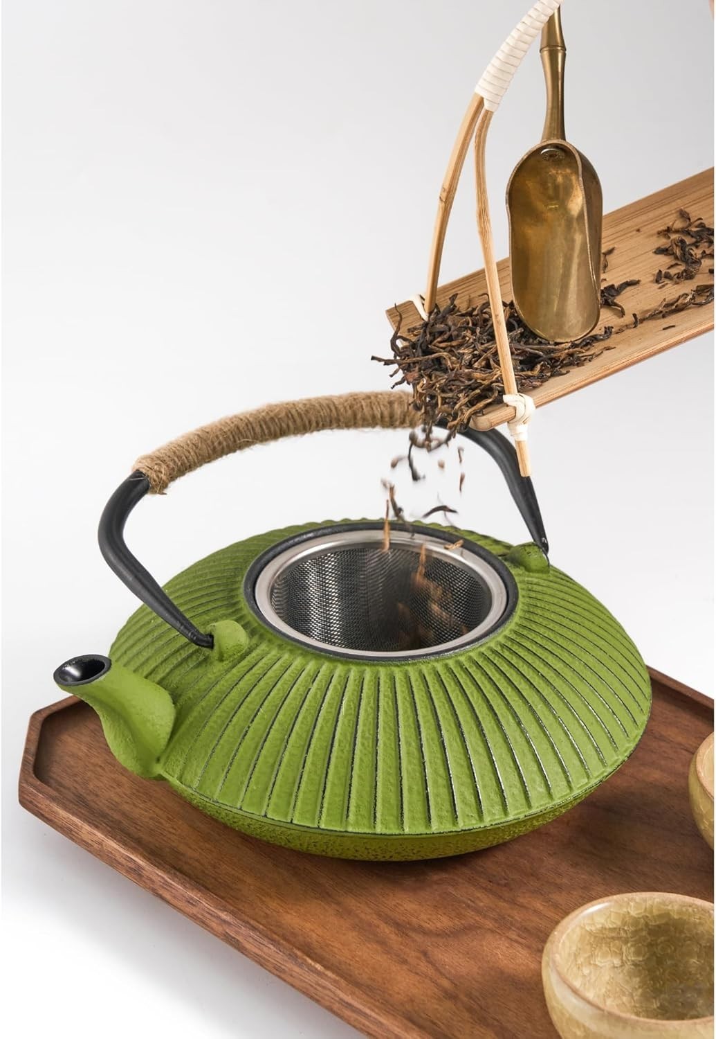 Cast Iron Teapot 800ml Japanese Style Tea Pot Infuser Green Kettle