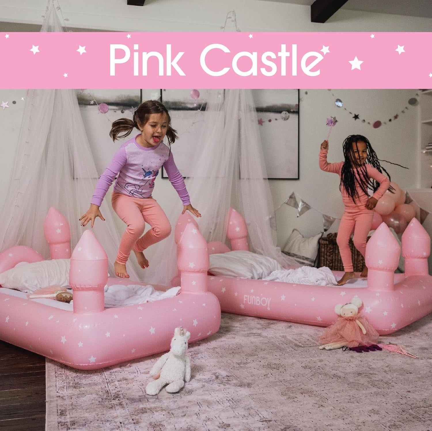 Kids Pink Inflatable Travel Bed Mattress with Carry Bag – Sleepovers