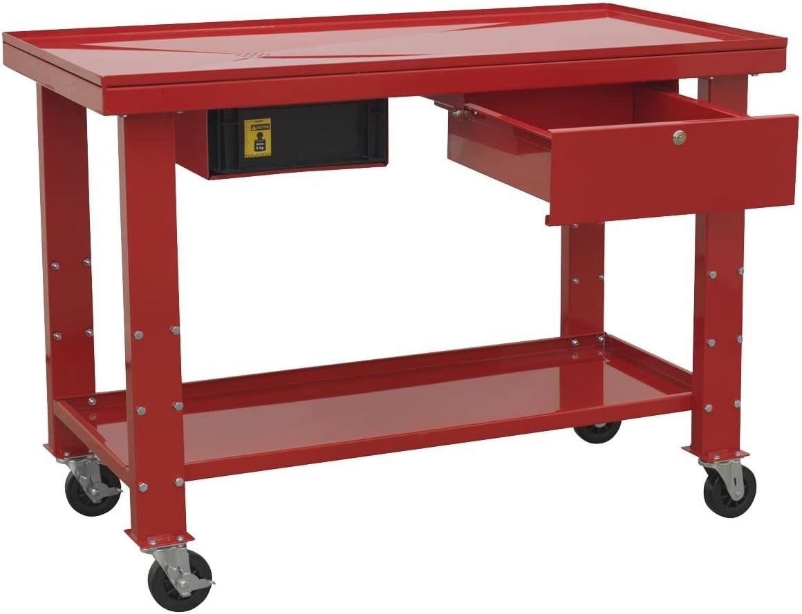 Mobile Engine Repair Workbench Heavy Duty Rolling Service Table Garage