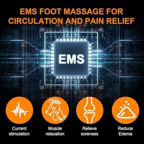 Wearable EMS Foot Massager Shoes, 7 Modes & 15 Intensity Levels, Pain Relief