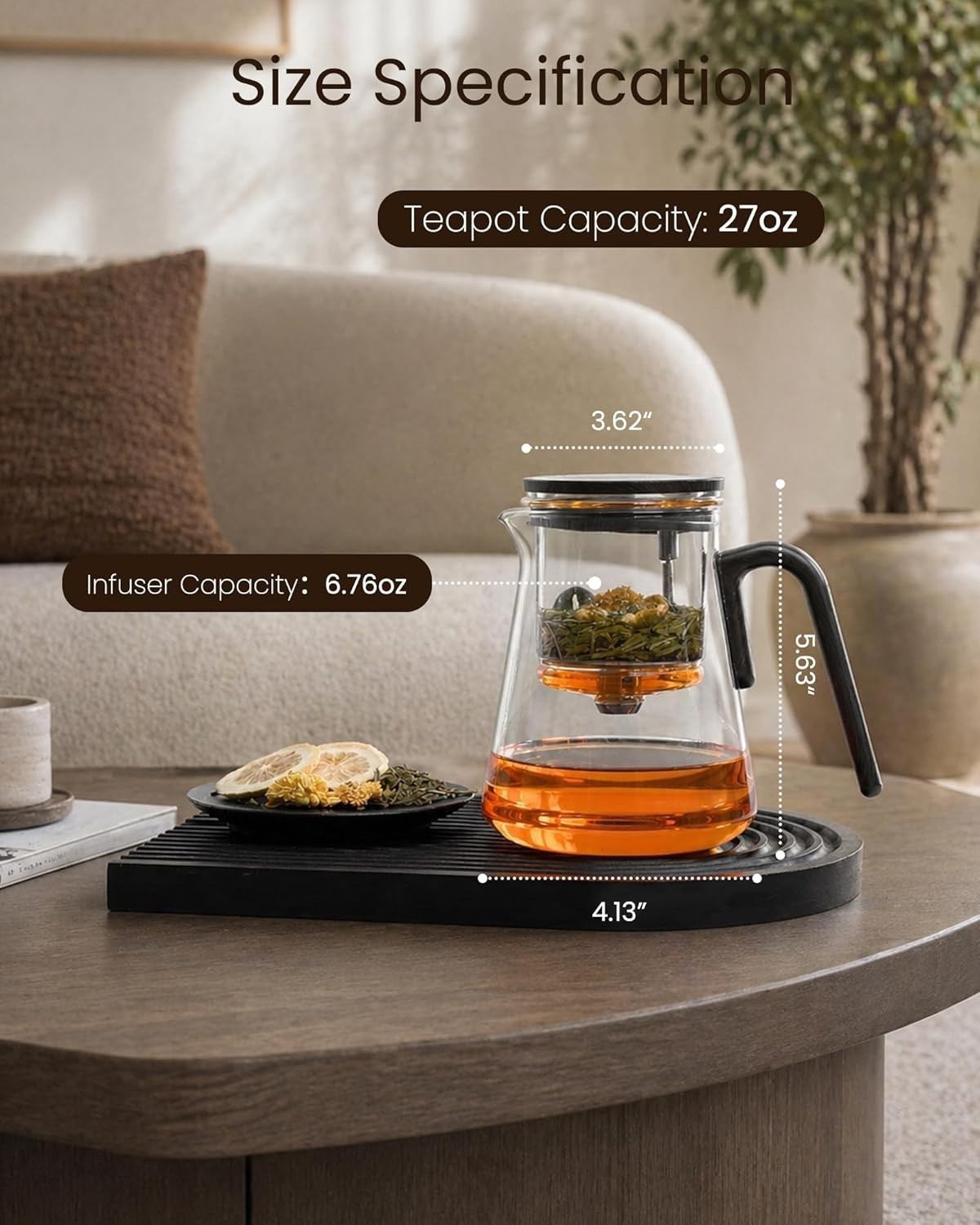 800ml Magnetic Glass Teapot with Infuser Loose Leaf Tea Pot Gift Box