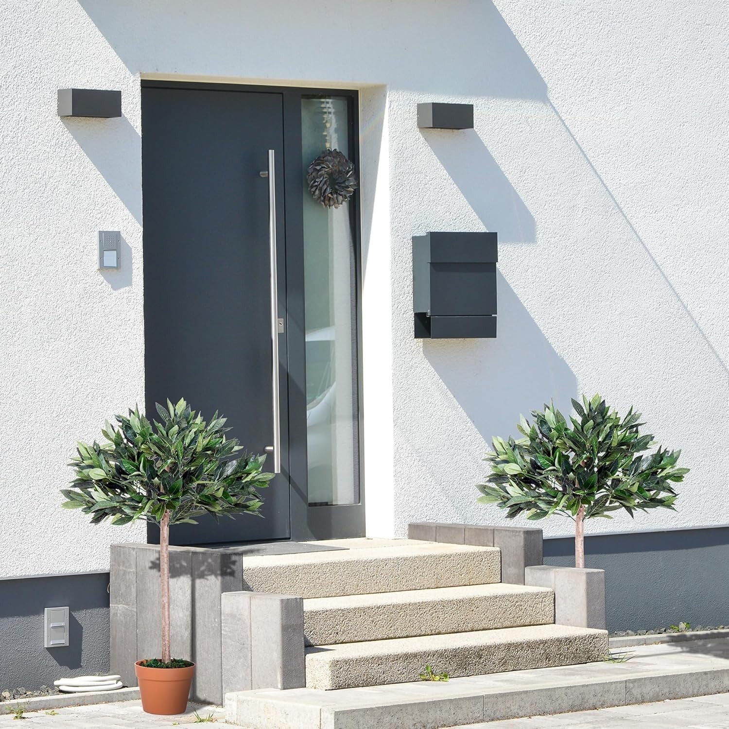 Set of 2 Artificial Olive Trees 90cm Faux Green Potted Plants Home Garden Decor