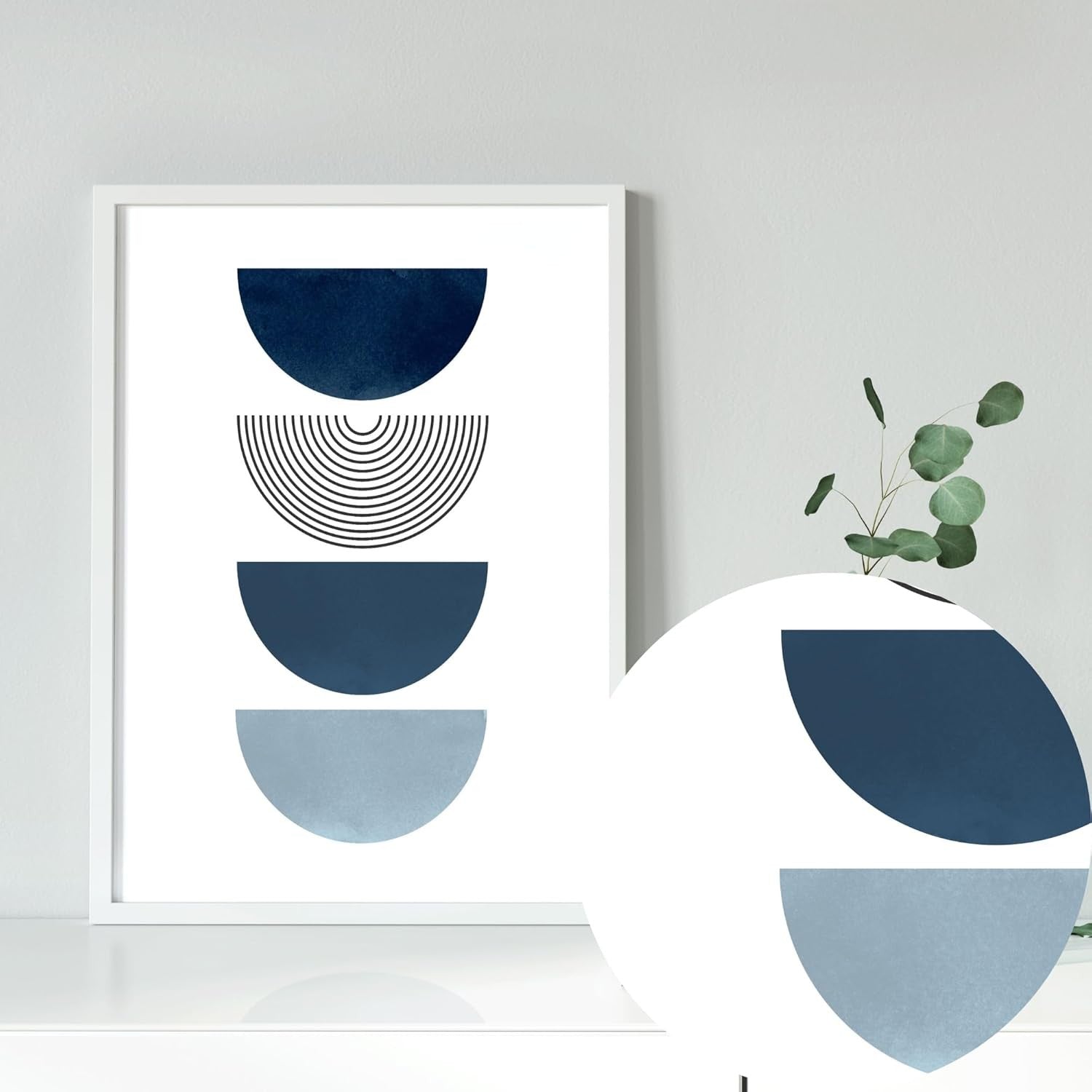 Navy Blue Wall Art Prints Set of 3 A3 Unframed