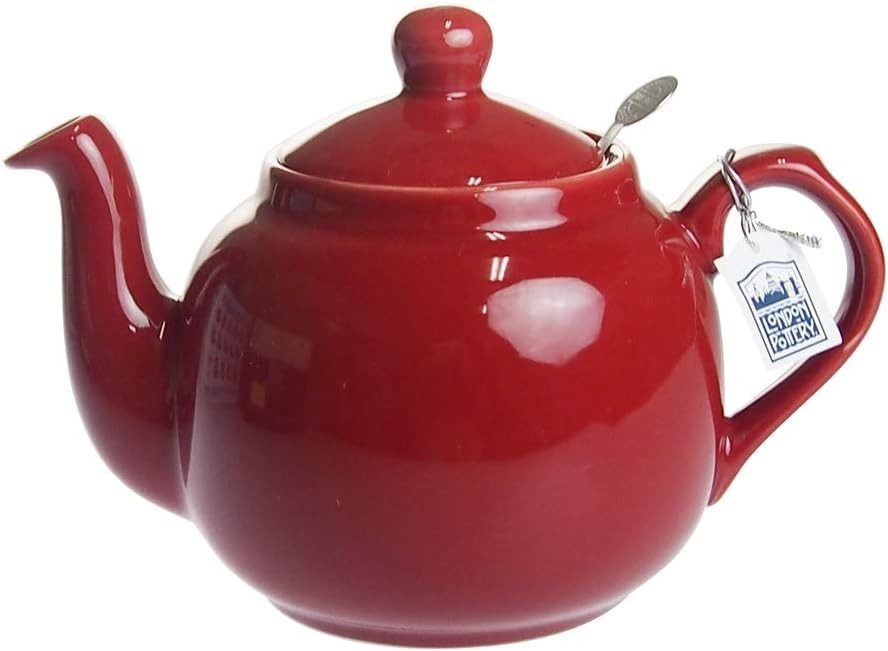 Ceramic Teapot with Infuser 1.2L Red Farmhouse Loose Leaf Tea Pot