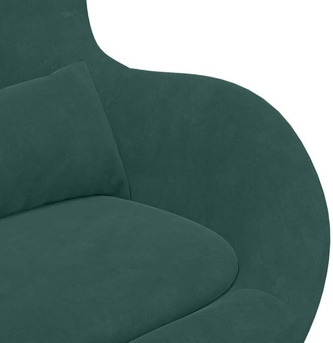 Luxury Velvet Egg Chair Dark Green Swivel Armchair Modern Lounge Seating