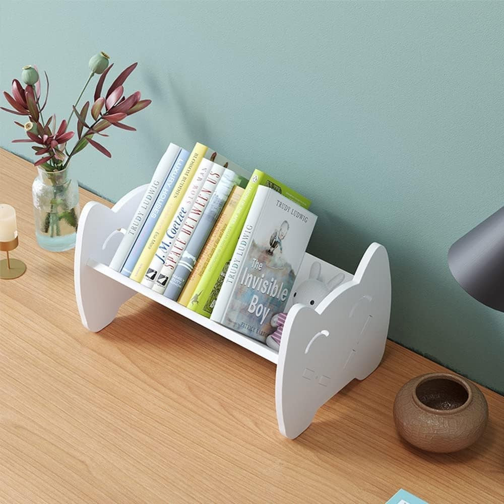 Compact Kids Desktop Bookcase – 5-Shelf White Wood Organizer for Children