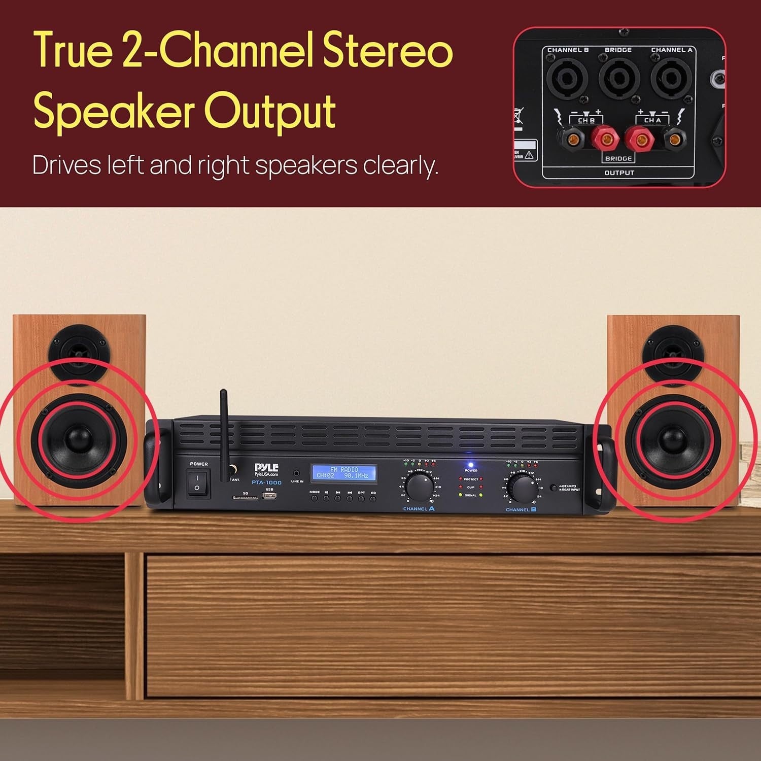 2000W Bluetooth Power Amplifier 2 Channel Bridgeable Rack