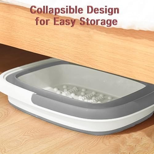 Collapsible Foot Bath Basin with Massage Rollers Foldable Soak Tub