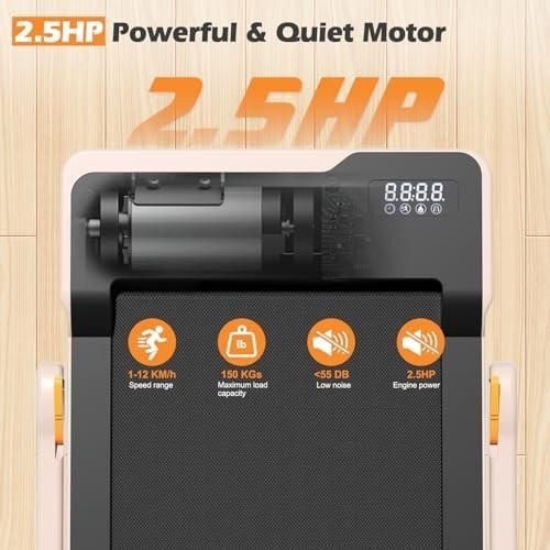 2-in-1 Folding Walking Pad Treadmill 12km/h 2.5HP Wide Belt Quiet Home Office