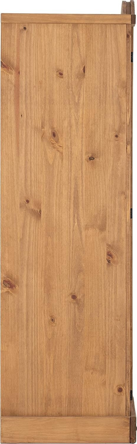 Spacious 4 Door Rustic Pine Wardrobe with Metal Handles & Hinged Doors