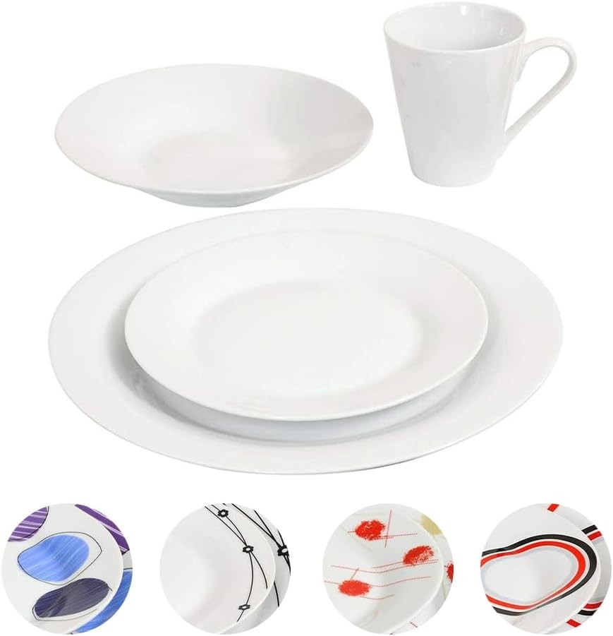 16pc Porcelain Dinner Set Plates Bowls Mugs Microwave Dishwasher