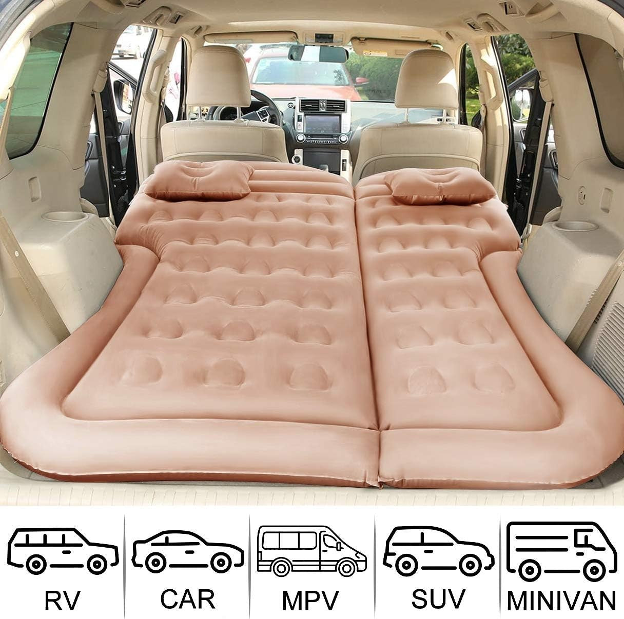 SUV Car Air Mattress Inflatable Bed Camping Sleeping Pad w Pump & Pillows